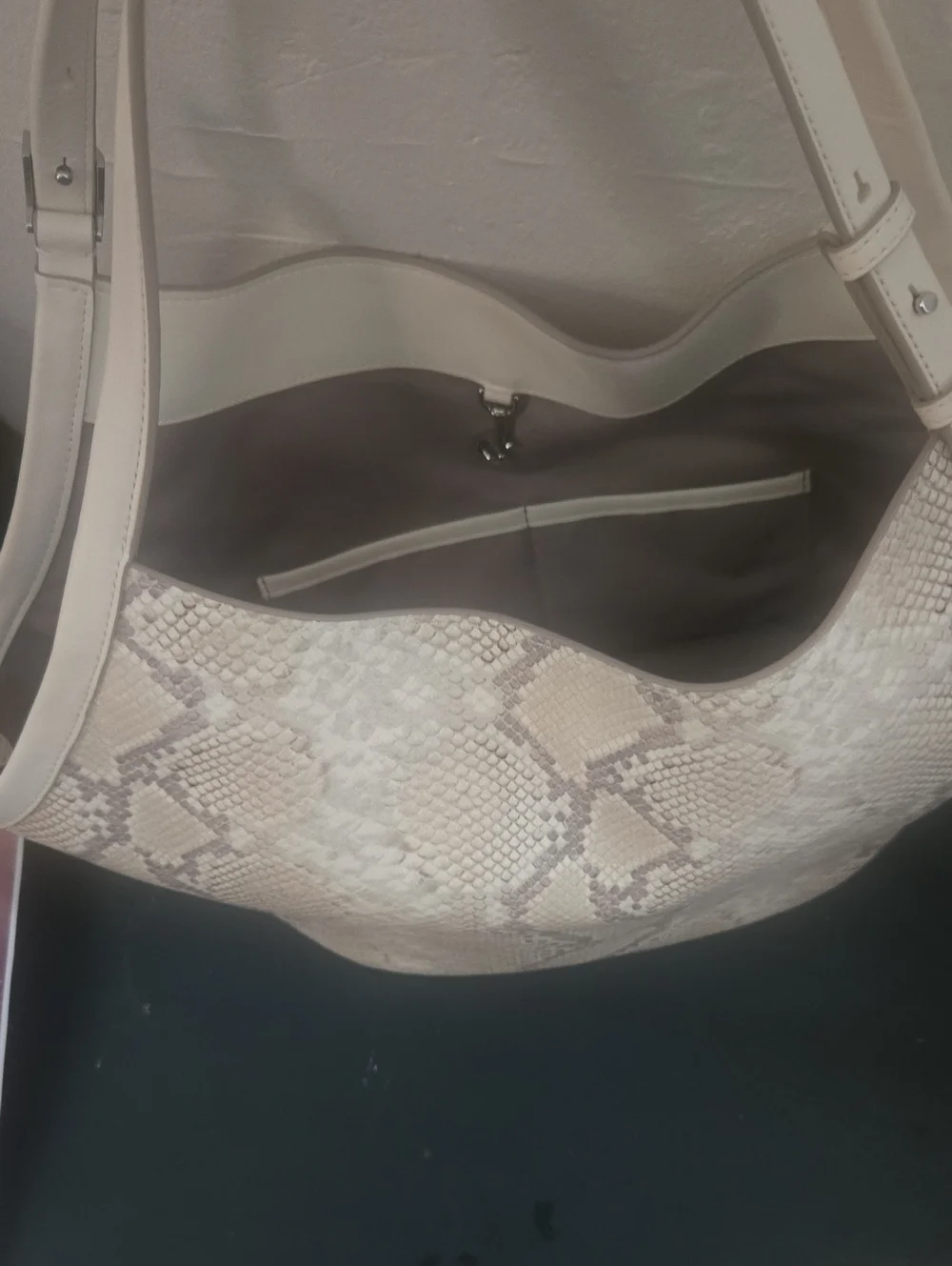 Kate Spade White Snakeskin-Print Hobo Bag